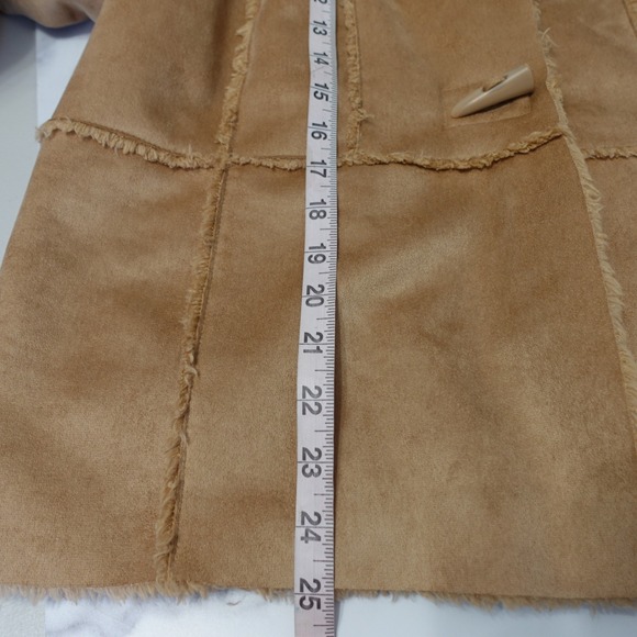 Vtg Penny Lane Faux Suede Shearling Jacket Womens L Tan Honey Toggle Deadstock - Picture 7 of 11